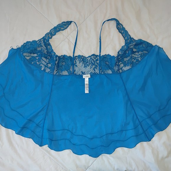 NEW La Perla Desert Rose Blue Organza Pyjama Top & Bottom With Lace & Embroidery - Picture 4 of 16